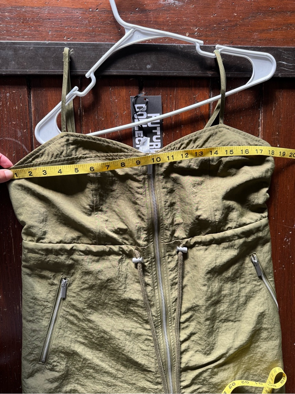 Olive Zip-Front Spaghetti-Strap Midi Dress - Picture 6 of 7